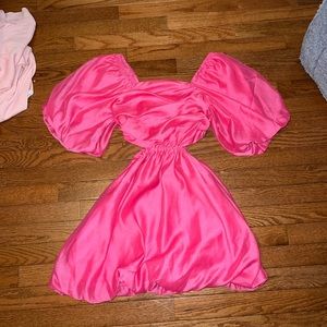 Pink fluffy mini dress